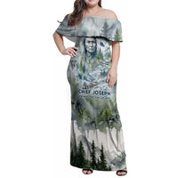 Chief Joseph Native American Family Matching Off Shoulder Maxi Dress and Hawaiian Shirt Tribal Heart Symbol Inspirational Quote Will Fight No More Forever - Wonder Print Shop