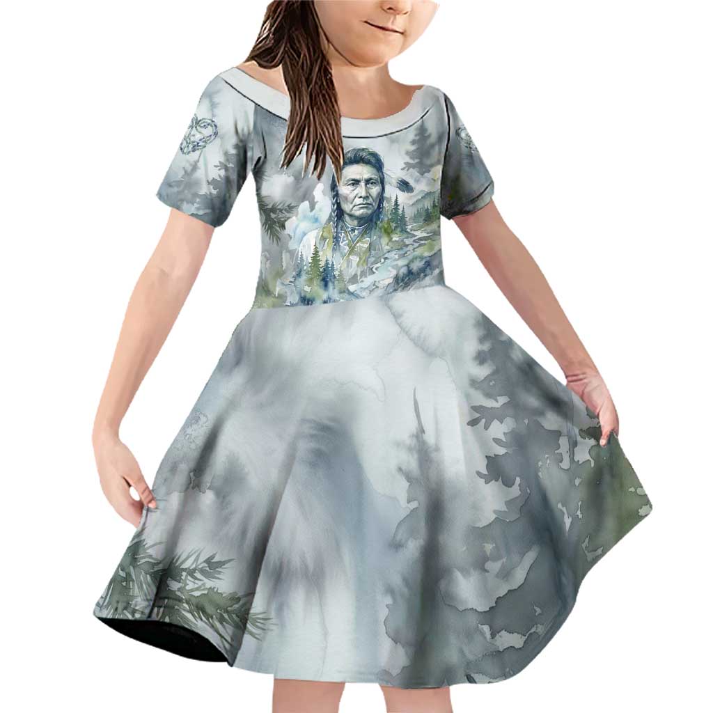 Chief Joseph Native American Family Matching Off Shoulder Short Dress and Hawaiian Shirt Tribal Heart Symbol Inspirational Quote Will Fight No More Forever - Wonder Print Shop