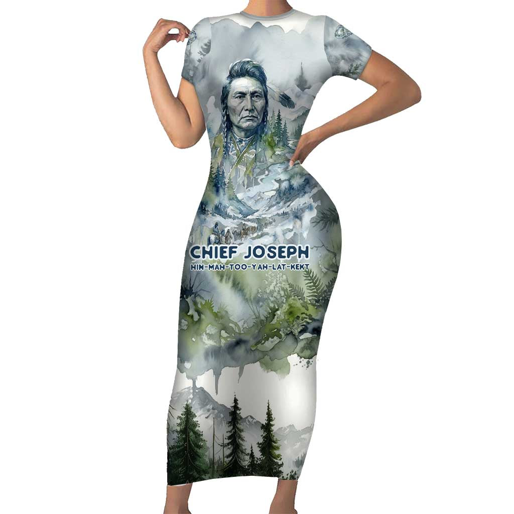 Chief Joseph Native American Family Matching Short Sleeve Bodycon Dress and Hawaiian Shirt Tribal Heart Symbol Inspirational Quote Will Fight No More Forever - Wonder Print Shop