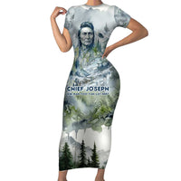 Chief Joseph Native American Family Matching Short Sleeve Bodycon Dress and Hawaiian Shirt Tribal Heart Symbol Inspirational Quote Will Fight No More Forever - Wonder Print Shop