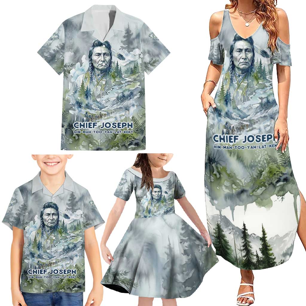 Chief Joseph Native American Family Matching Summer Maxi Dress and Hawaiian Shirt Tribal Heart Symbol Inspirational Quote Will Fight No More Forever - Wonder Print Shop