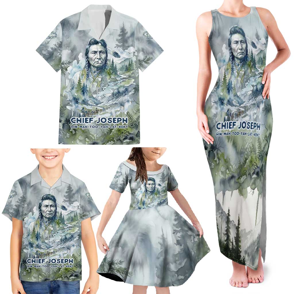 Chief Joseph Native American Family Matching Tank Maxi Dress and Hawaiian Shirt Tribal Heart Symbol Inspirational Quote Will Fight No More Forever - Wonder Print Shop
