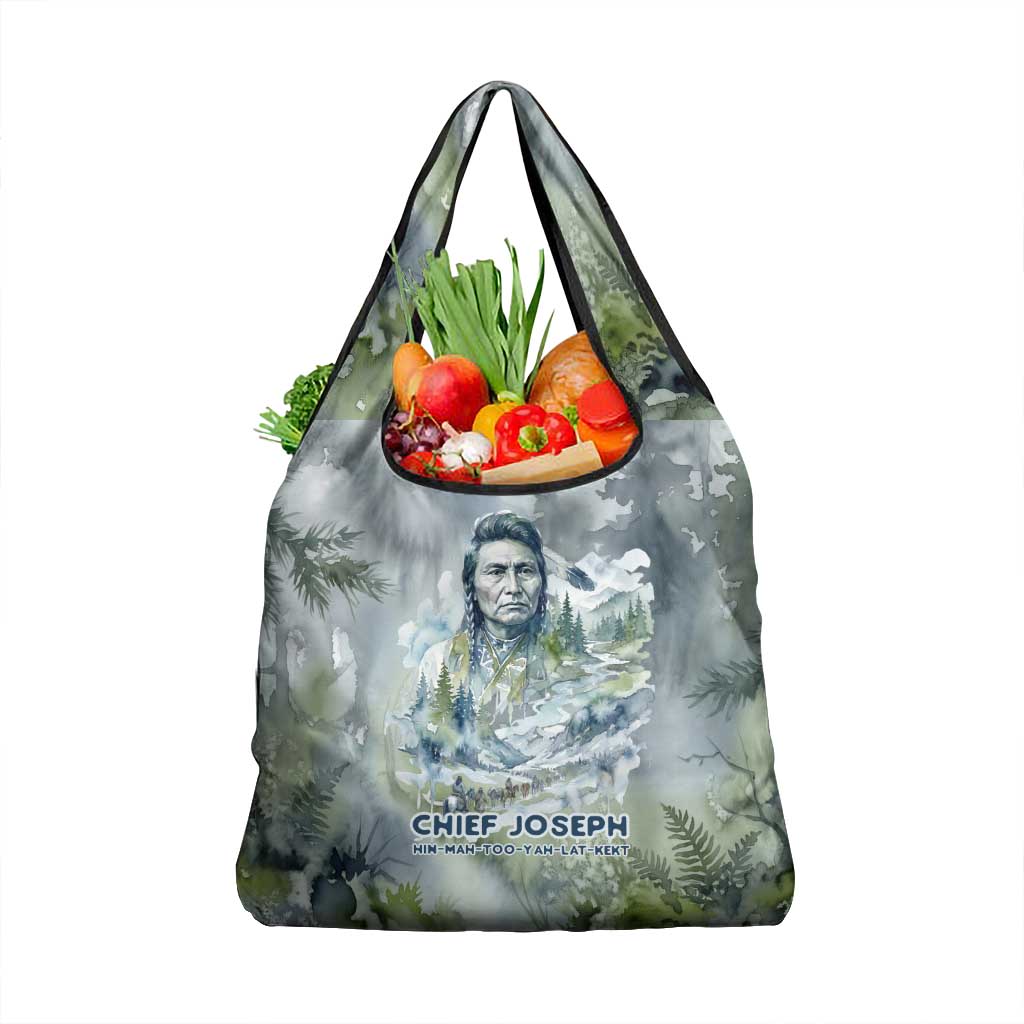 Chief Joseph Native American Grocery Bag Tribal Heart Symbol Inspirational Quote Will Fight No More Forever - Wonder Print Shop