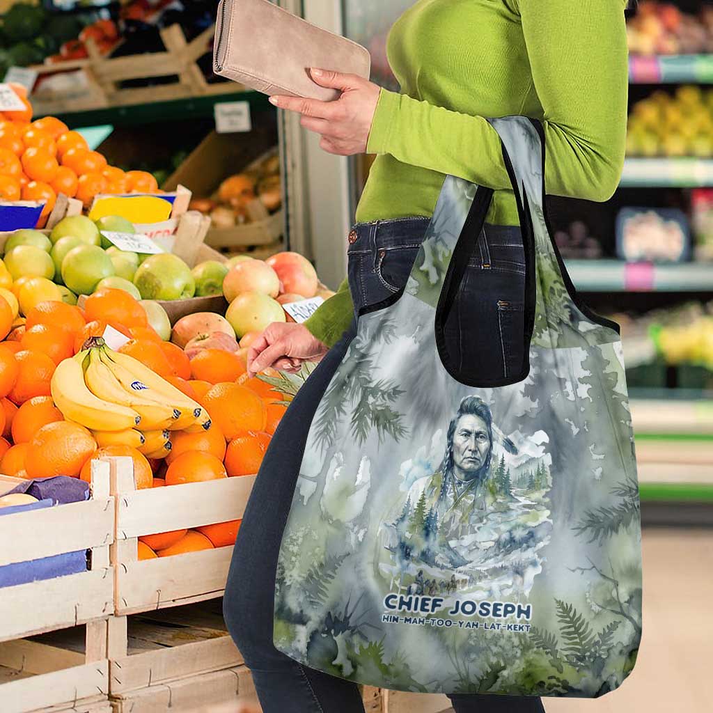 Chief Joseph Native American Grocery Bag Tribal Heart Symbol Inspirational Quote Will Fight No More Forever - Wonder Print Shop