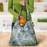 Chief Joseph Native American Grocery Bag Tribal Heart Symbol Inspirational Quote Will Fight No More Forever - Wonder Print Shop