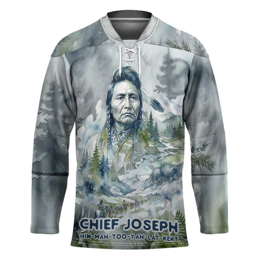 Chief Joseph Native American Hockey Jersey Tribal Heart Symbol Inspirational Quote Will Fight No More Forever - Wonder Print Shop