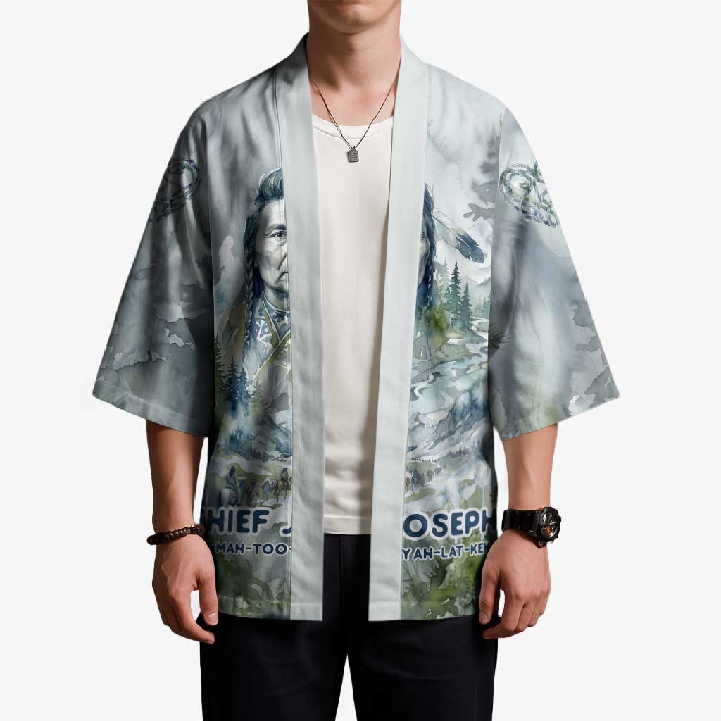 Chief Joseph Native American Kimono Tribal Heart Symbol Inspirational Quote Will Fight No More Forever - Wonder Print Shop