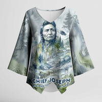 Chief Joseph Native American Kimono Sleeve Blouse Tribal Heart Symbol Inspirational Quote Will Fight No More Forever - Wonder Print Shop