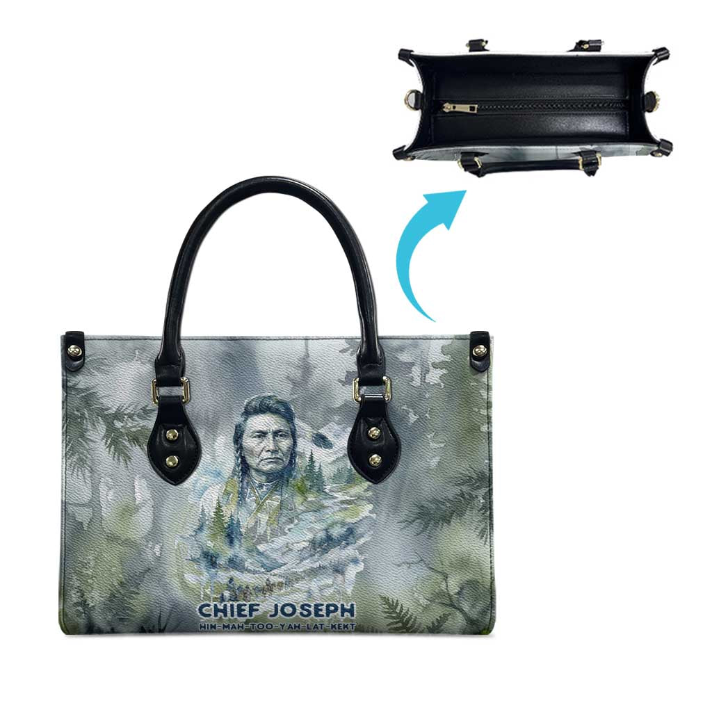 Chief Joseph Native American Leather Bag Tribal Heart Symbol Inspirational Quote Will Fight No More Forever - Wonder Print Shop