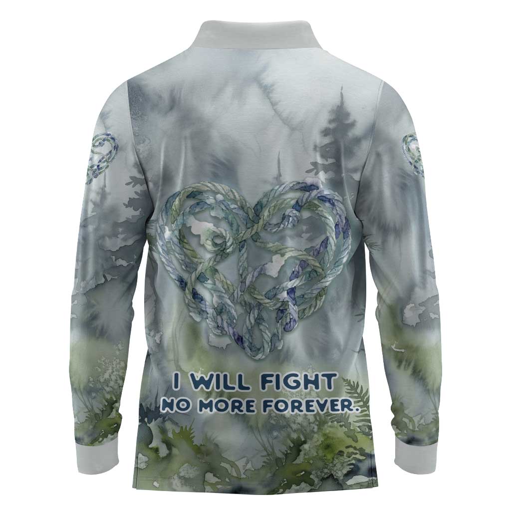 Chief Joseph Native American Long Sleeve Polo Shirt Tribal Heart Symbol Inspirational Quote Will Fight No More Forever - Wonder Print Shop