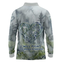 Chief Joseph Native American Long Sleeve Polo Shirt Tribal Heart Symbol Inspirational Quote Will Fight No More Forever - Wonder Print Shop