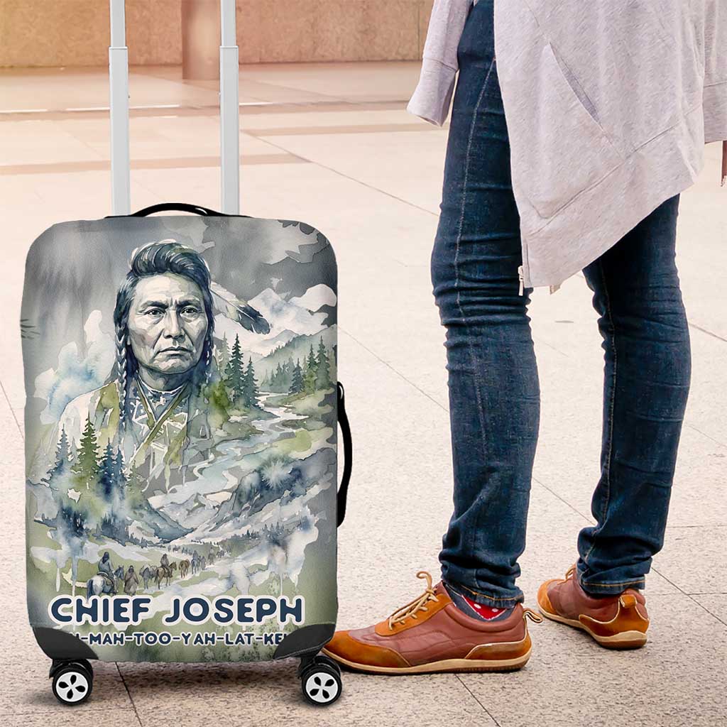 Chief Joseph Native American Luggage Cover Tribal Heart Symbol Inspirational Quote Will Fight No More Forever - Wonder Print Shop