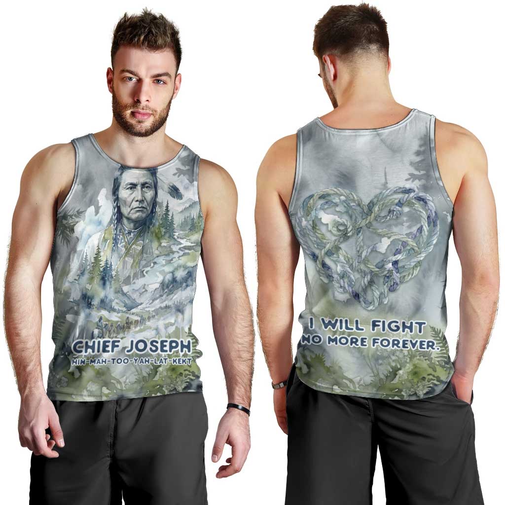 Chief Joseph Native American Men Tank Top Tribal Heart Symbol Inspirational Quote Will Fight No More Forever - Wonder Print Shop