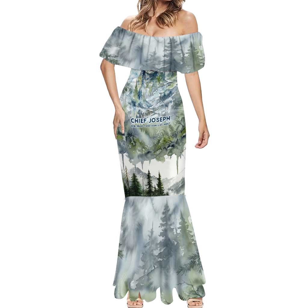 Chief Joseph Native American Mermaid Dress Tribal Heart Symbol Inspirational Quote Will Fight No More Forever - Wonder Print Shop