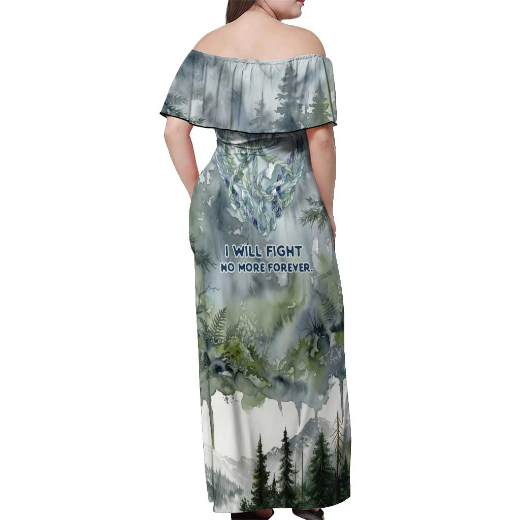 Chief Joseph Native American Off Shoulder Maxi Dress Tribal Heart Symbol Inspirational Quote Will Fight No More Forever - Wonder Print Shop