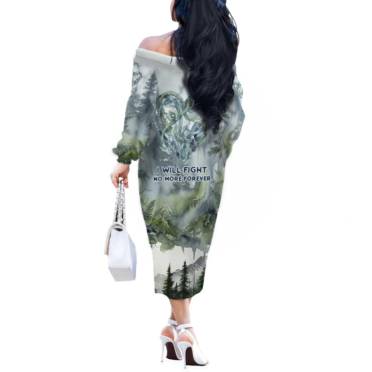 Chief Joseph Native American Off The Shoulder Long Sleeve Dress Tribal Heart Symbol Inspirational Quote Will Fight No More Forever - Wonder Print Shop