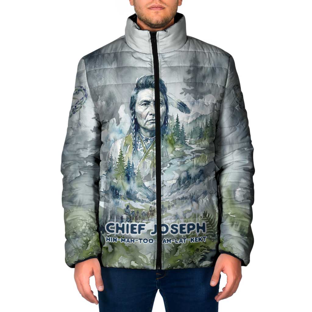 Chief Joseph Native American Padded Jacket Tribal Heart Symbol Inspirational Quote Will Fight No More Forever - Wonder Print Shop