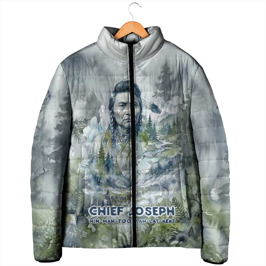 Chief Joseph Native American Padded Jacket Tribal Heart Symbol Inspirational Quote Will Fight No More Forever - Wonder Print Shop