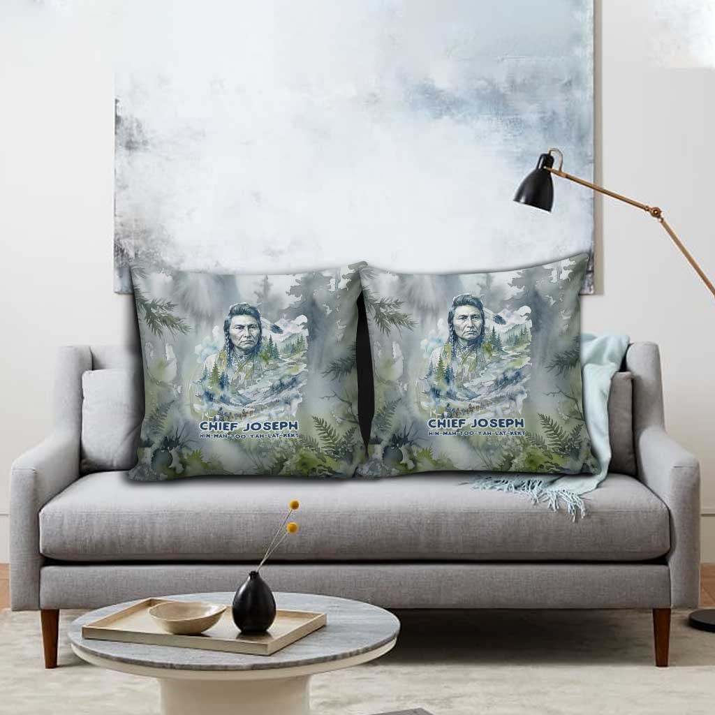 Chief Joseph Native American Pillow Cover Tribal Heart Symbol Inspirational Quote Will Fight No More Forever - Wonder Print Shop