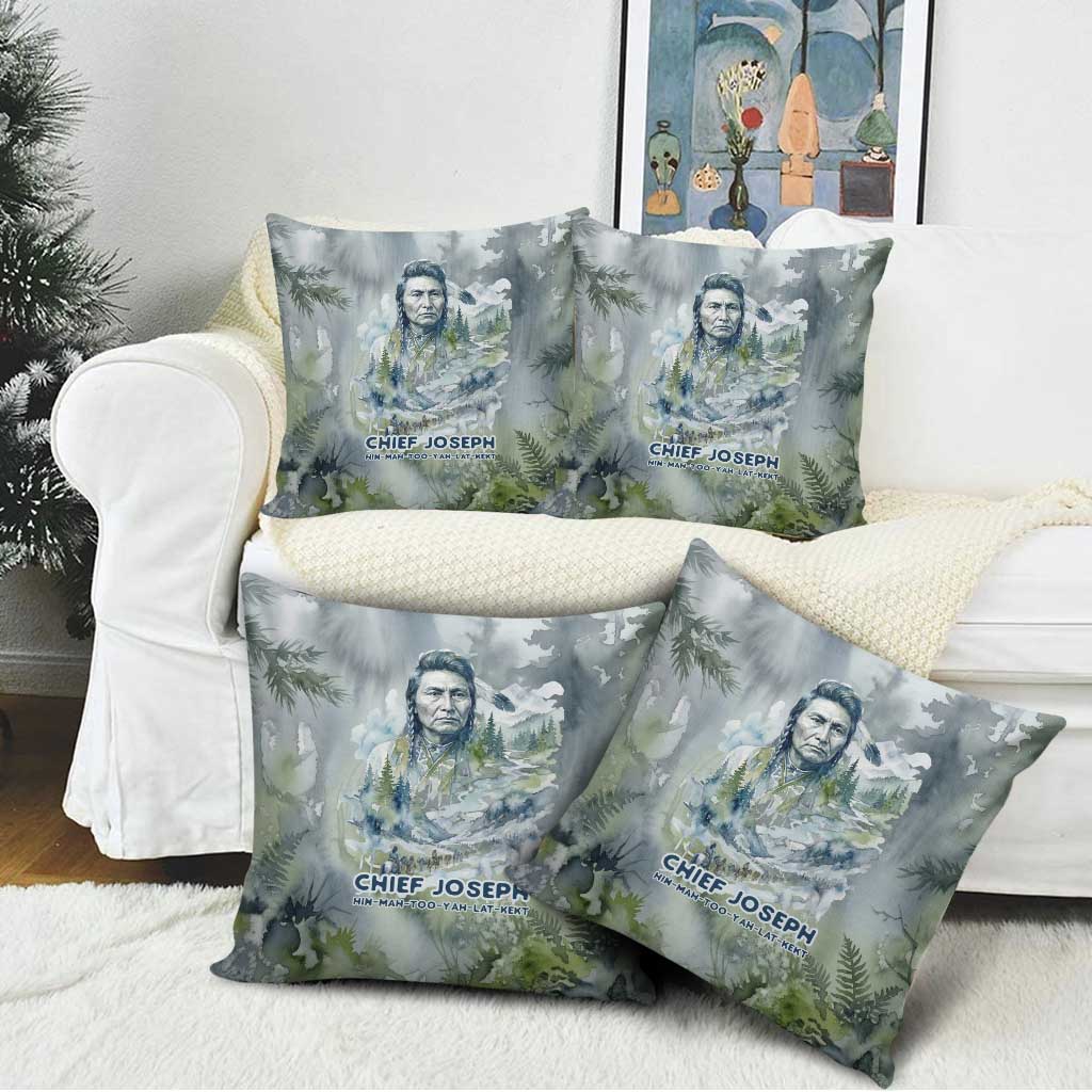 Chief Joseph Native American Pillow Cover Tribal Heart Symbol Inspirational Quote Will Fight No More Forever - Wonder Print Shop