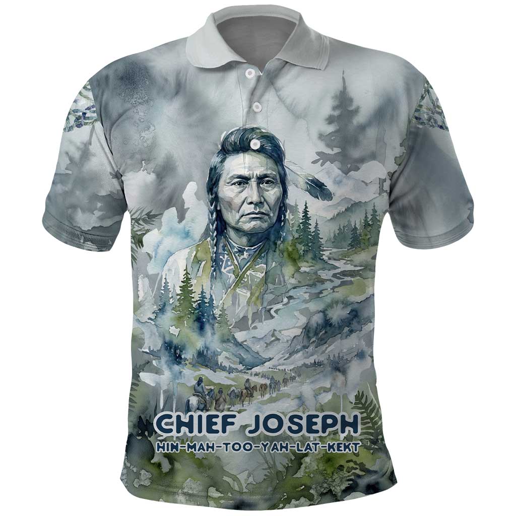 Chief Joseph Native American Polo Shirt Tribal Heart Symbol Inspirational Quote Will Fight No More Forever - Wonder Print Shop