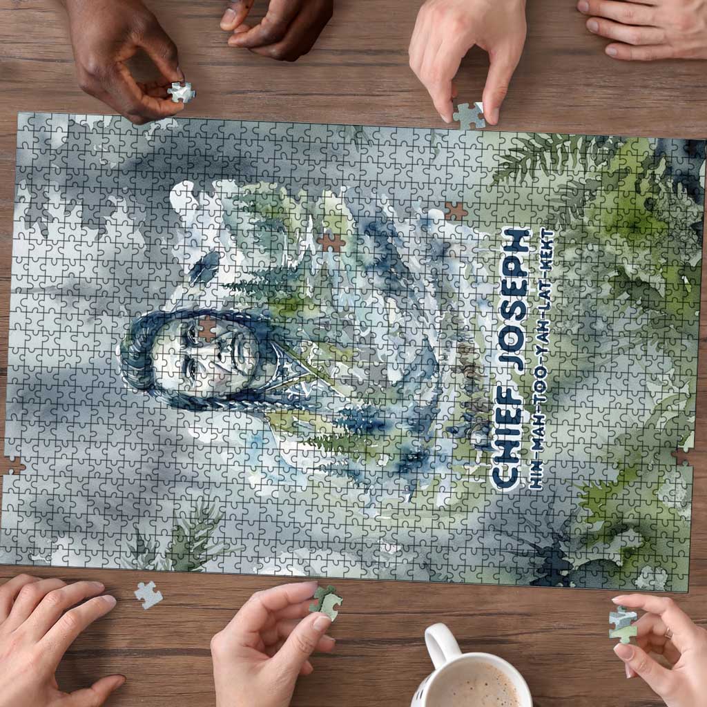 Chief Joseph Native American Puzzle Tribal Heart Symbol Inspirational Quote Will Fight No More Forever - Wonder Print Shop
