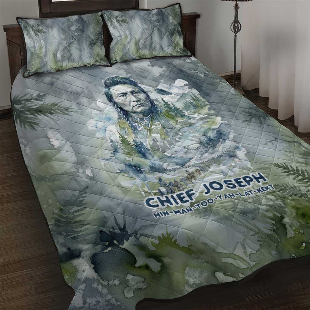 Chief Joseph Native American Quilt Bed Set Tribal Heart Symbol Inspirational Quote Will Fight No More Forever - Wonder Print Shop