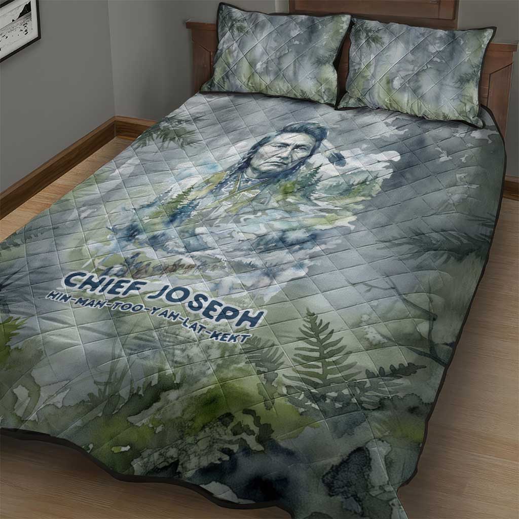 Chief Joseph Native American Quilt Bed Set Tribal Heart Symbol Inspirational Quote Will Fight No More Forever - Wonder Print Shop