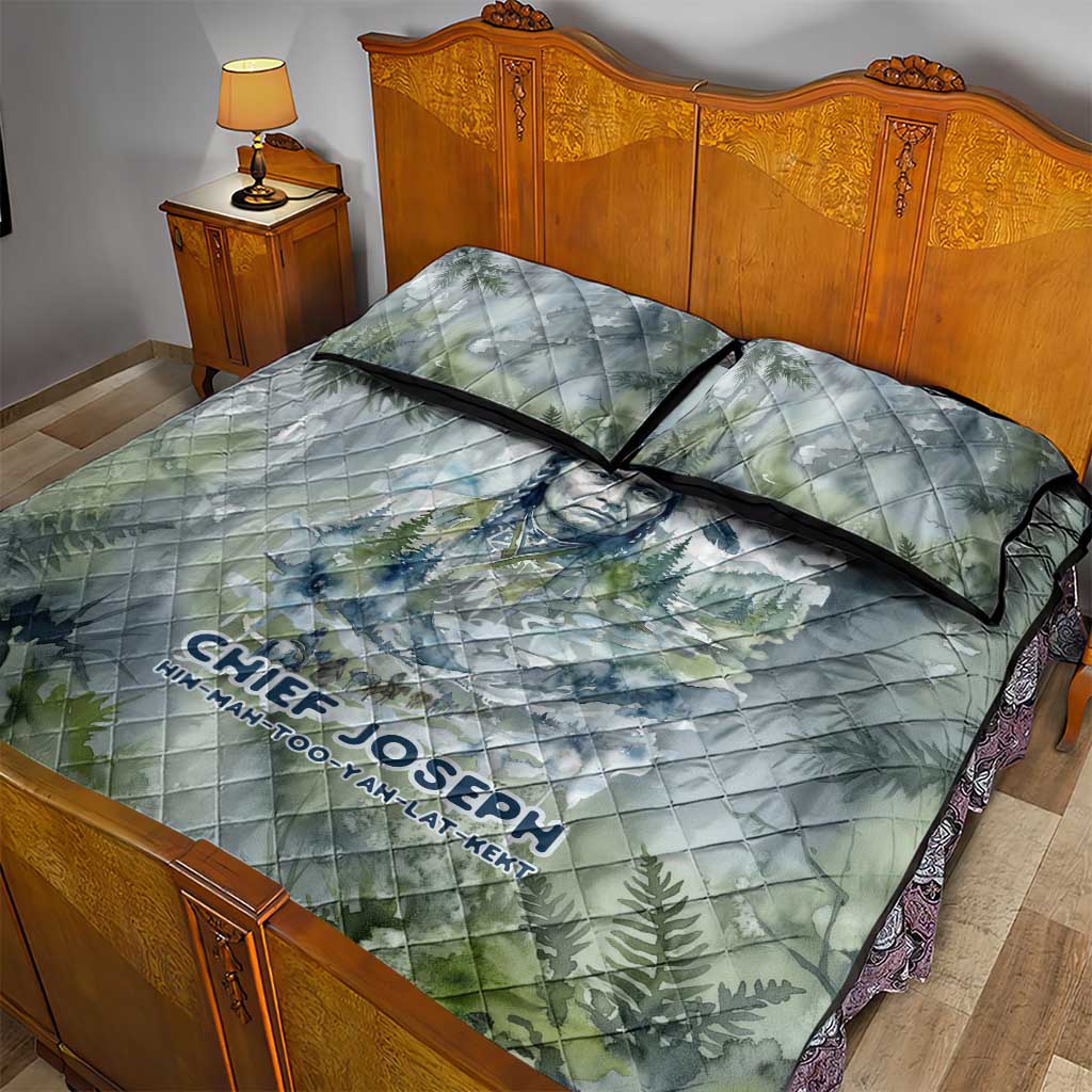 Chief Joseph Native American Quilt Bed Set Tribal Heart Symbol Inspirational Quote Will Fight No More Forever - Wonder Print Shop