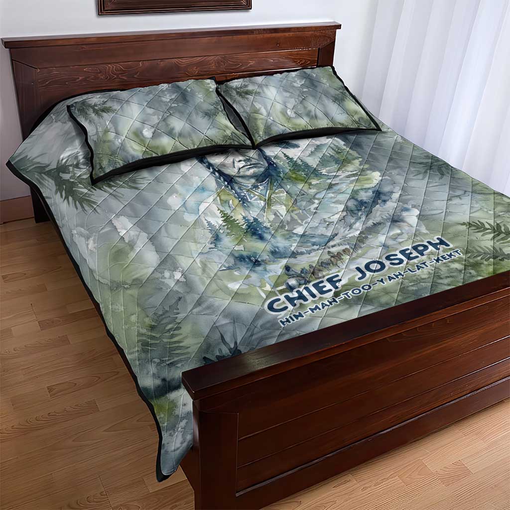 Chief Joseph Native American Quilt Bed Set Tribal Heart Symbol Inspirational Quote Will Fight No More Forever - Wonder Print Shop