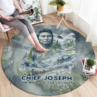 Chief Joseph Native American Round Carpet Tribal Heart Symbol Inspirational Quote Will Fight No More Forever - Wonder Print Shop