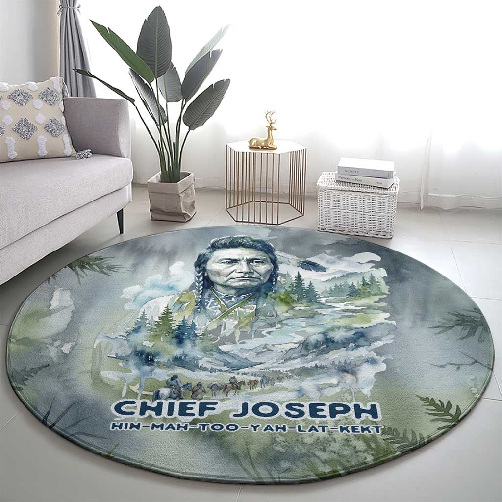 Chief Joseph Native American Round Carpet Tribal Heart Symbol Inspirational Quote Will Fight No More Forever - Wonder Print Shop