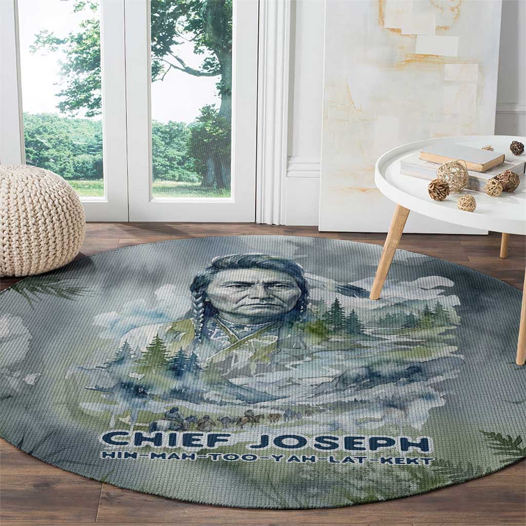 Chief Joseph Native American Round Carpet Tribal Heart Symbol Inspirational Quote Will Fight No More Forever - Wonder Print Shop