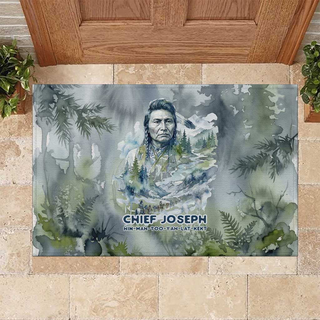 Chief Joseph Native American Rubber Doormat Tribal Heart Symbol Inspirational Quote Will Fight No More Forever - Wonder Print Shop