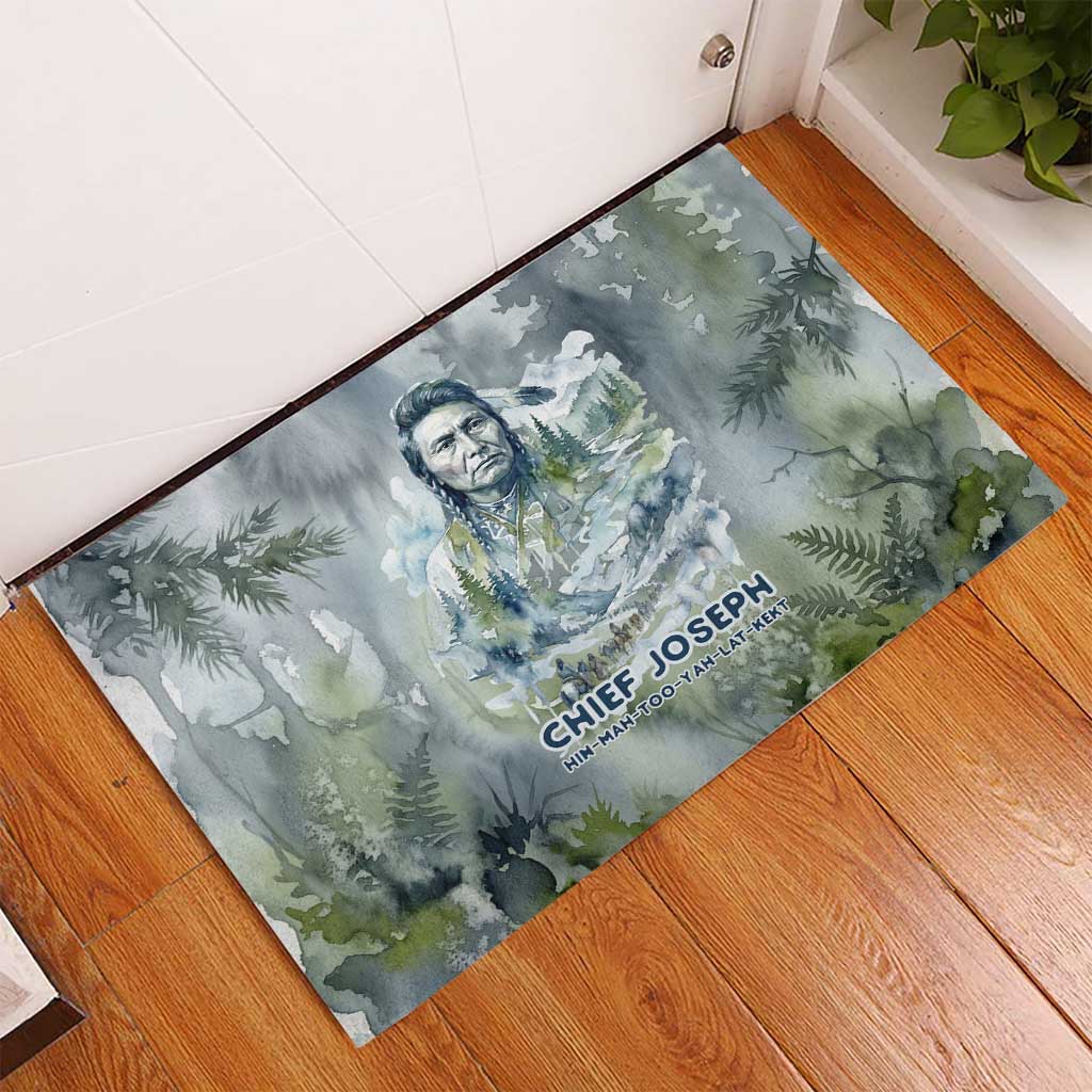 Chief Joseph Native American Rubber Doormat Tribal Heart Symbol Inspirational Quote Will Fight No More Forever - Wonder Print Shop