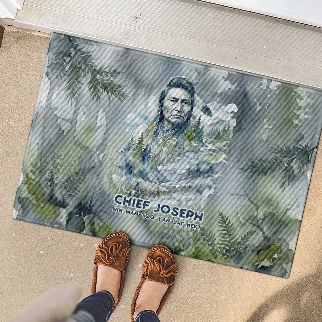 Chief Joseph Native American Rubber Doormat Tribal Heart Symbol Inspirational Quote Will Fight No More Forever - Wonder Print Shop