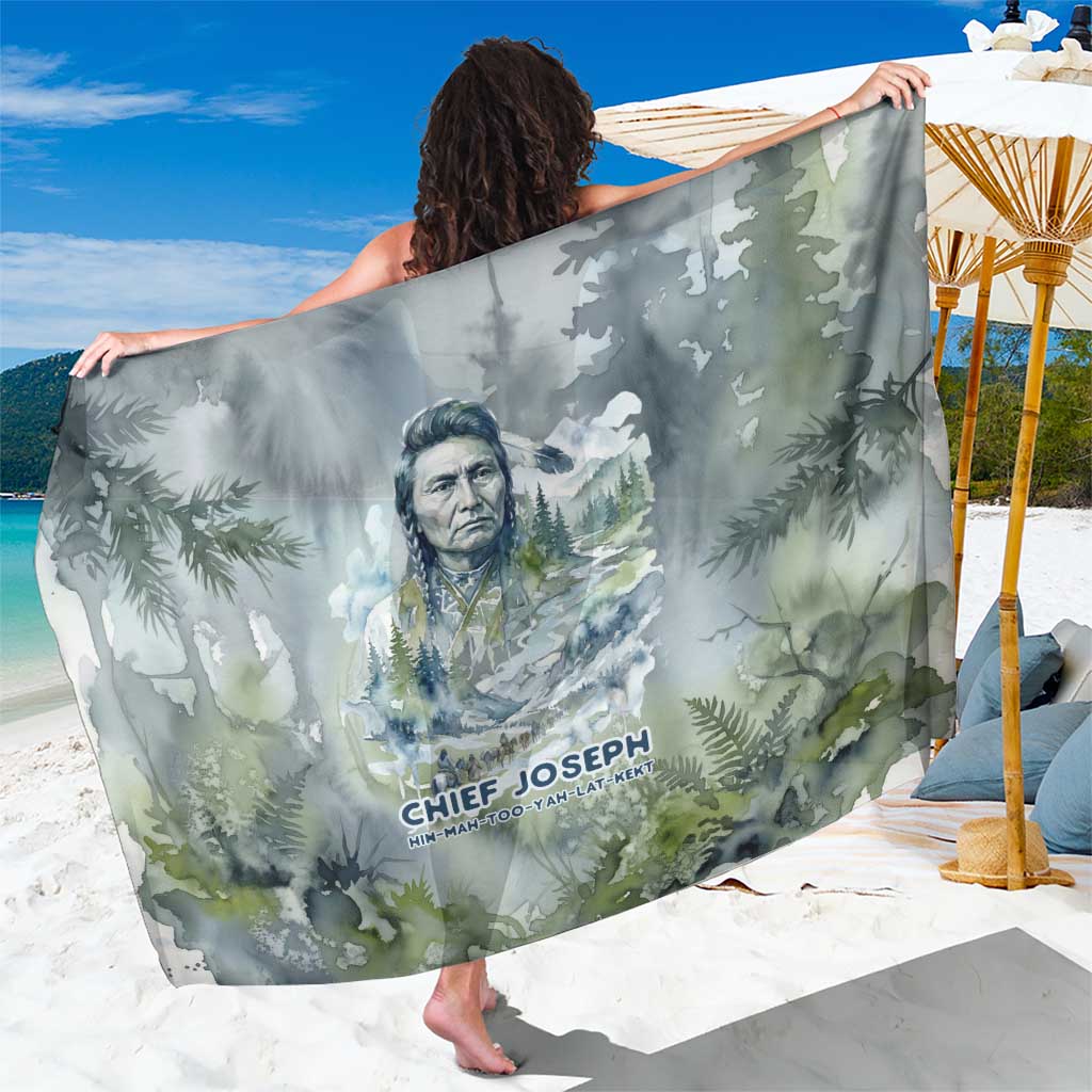 Chief Joseph Native American Sarong Tribal Heart Symbol Inspirational Quote Will Fight No More Forever - Wonder Print Shop