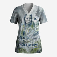 Chief Joseph Native American Scrub Top Tribal Heart Symbol Inspirational Quote Will Fight No More Forever - Wonder Print Shop
