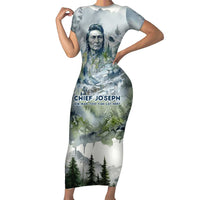 Chief Joseph Native American Short Sleeve Bodycon Dress Tribal Heart Symbol Inspirational Quote Will Fight No More Forever - Wonder Print Shop