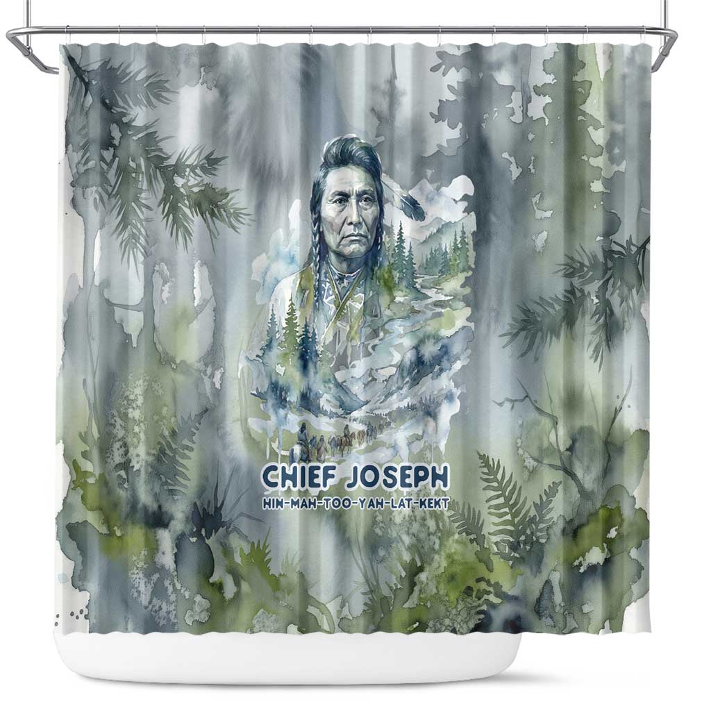 Chief Joseph Native American Shower Curtain Tribal Heart Symbol Inspirational Quote Will Fight No More Forever - Wonder Print Shop