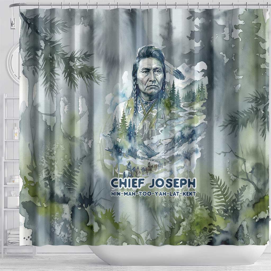 Chief Joseph Native American Shower Curtain Tribal Heart Symbol Inspirational Quote Will Fight No More Forever - Wonder Print Shop