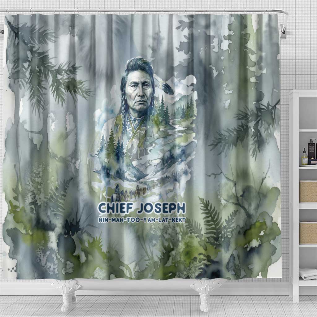 Chief Joseph Native American Shower Curtain Tribal Heart Symbol Inspirational Quote Will Fight No More Forever - Wonder Print Shop