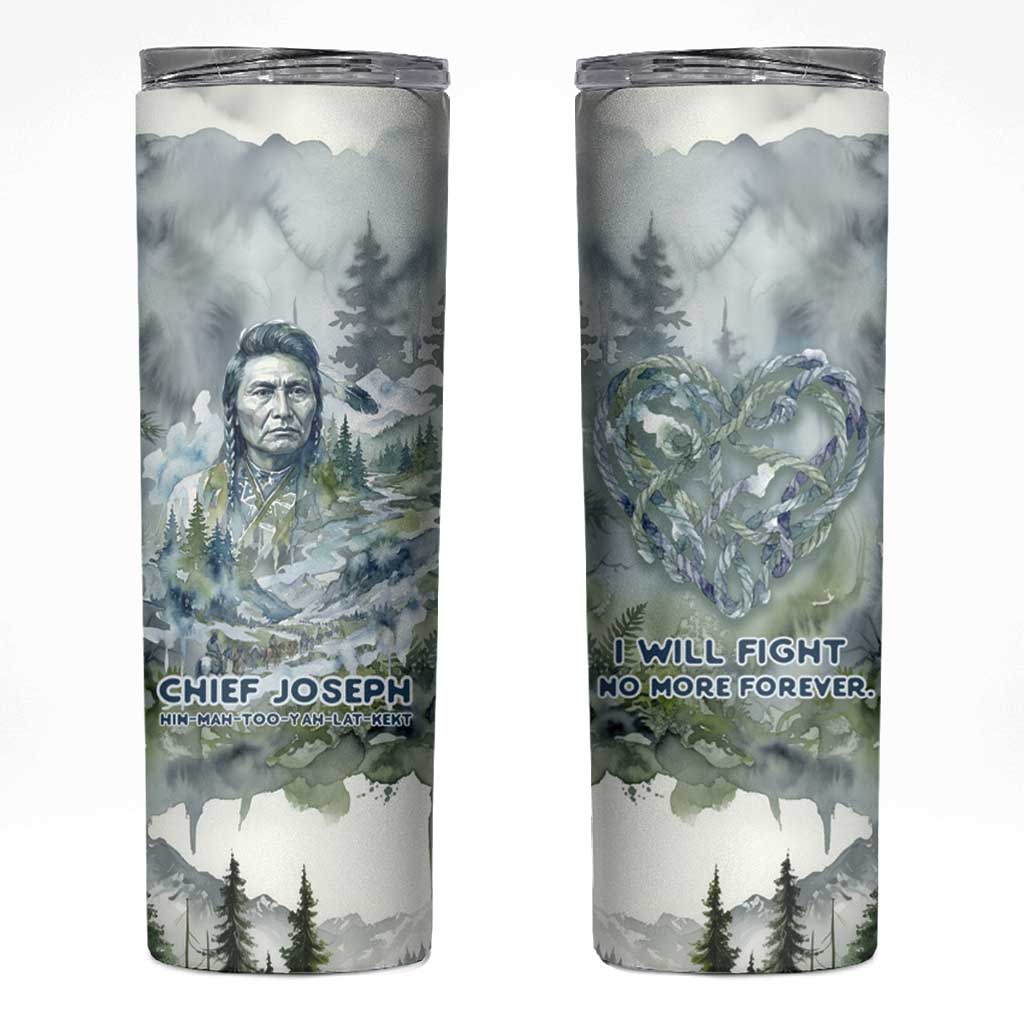 Chief Joseph Native American Skinny Tumbler Tribal Heart Symbol Inspirational Quote Will Fight No More Forever - Wonder Print Shop