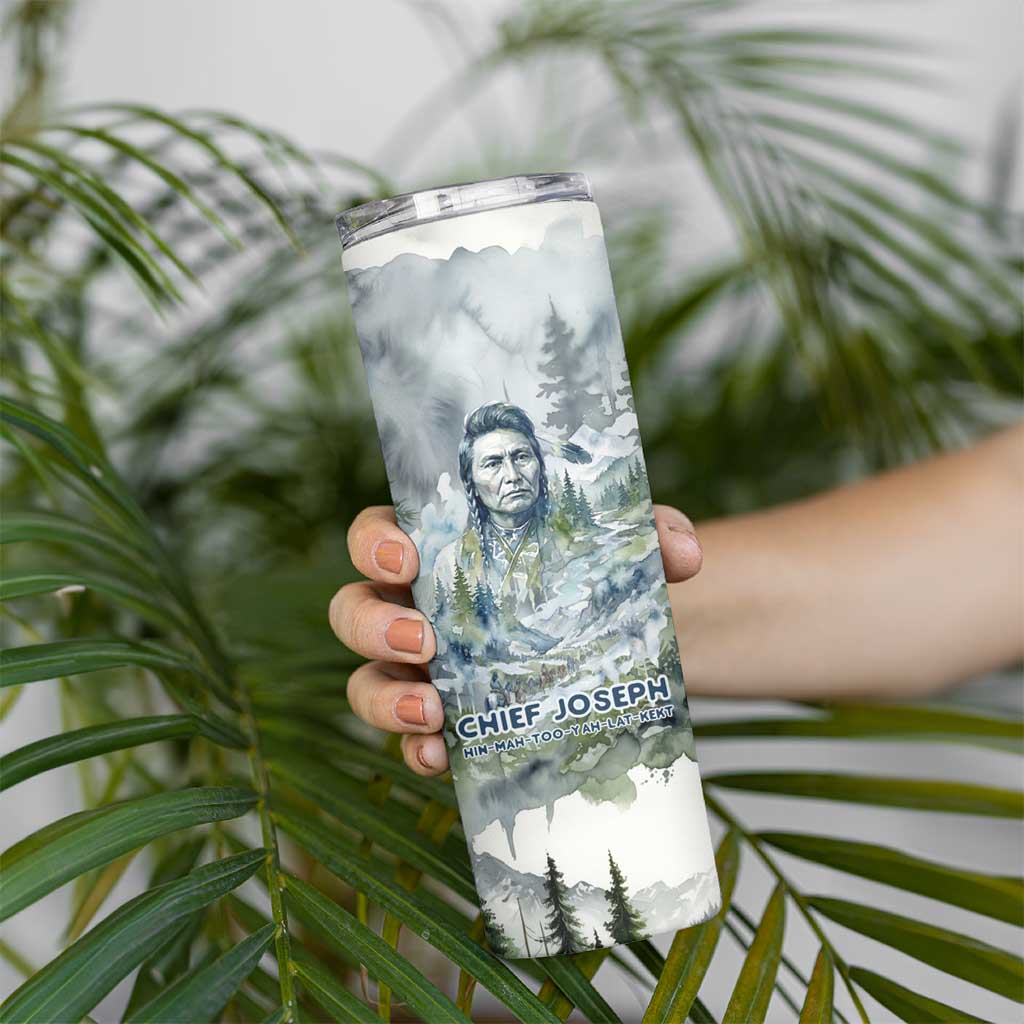Chief Joseph Native American Skinny Tumbler Tribal Heart Symbol Inspirational Quote Will Fight No More Forever - Wonder Print Shop