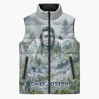 Chief Joseph Native American Sleeveless Puffer Jacket Tribal Heart Symbol Inspirational Quote Will Fight No More Forever - Wonder Print Shop
