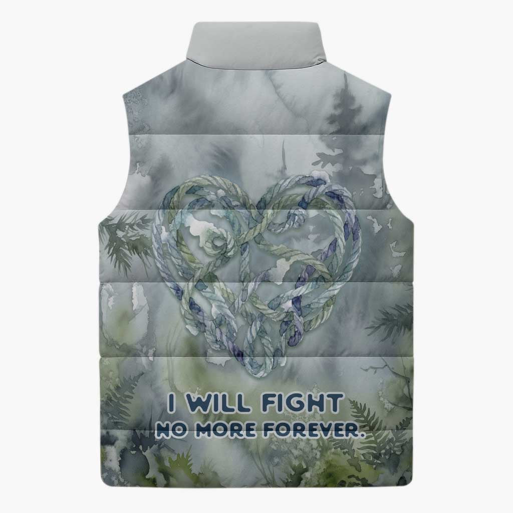 Chief Joseph Native American Sleeveless Puffer Jacket Tribal Heart Symbol Inspirational Quote Will Fight No More Forever - Wonder Print Shop