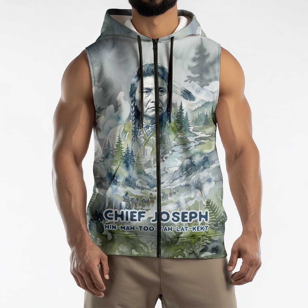Chief Joseph Native American Sleeveless Zip Hoodie Tribal Heart Symbol Inspirational Quote Will Fight No More Forever - Wonder Print Shop