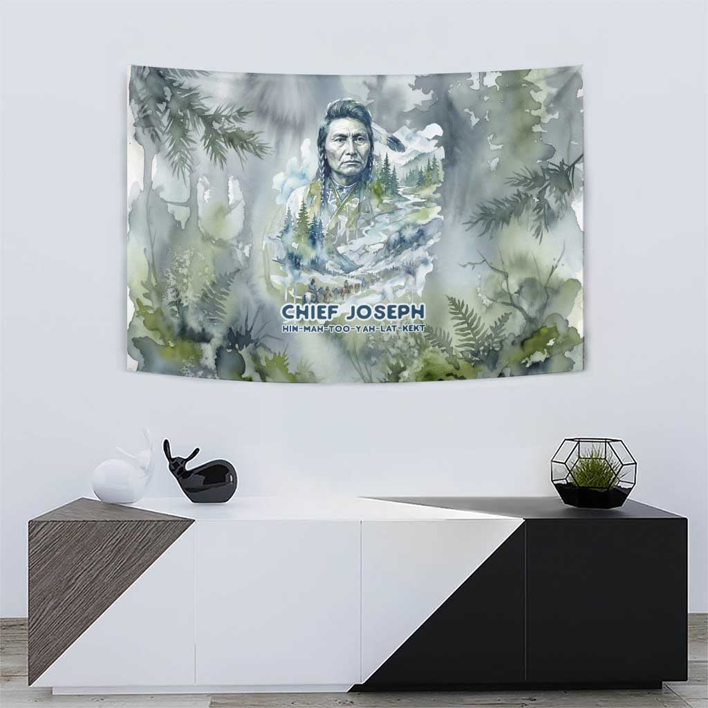 Chief Joseph Native American Tapestry Tribal Heart Symbol Inspirational Quote Will Fight No More Forever - Wonder Print Shop