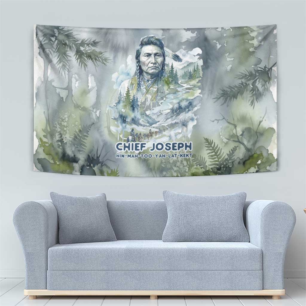 Chief Joseph Native American Tapestry Tribal Heart Symbol Inspirational Quote Will Fight No More Forever - Wonder Print Shop