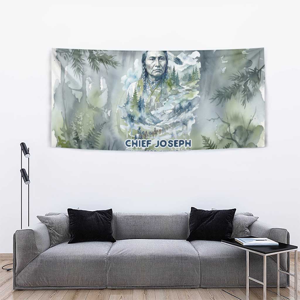 Chief Joseph Native American Tapestry Tribal Heart Symbol Inspirational Quote Will Fight No More Forever - Wonder Print Shop